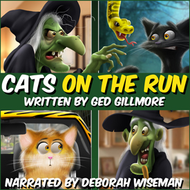 Best selling kid's audio book Cats On The Run by Ged Gillmore is great for Halloween and a perfect gift for cat lovers of all ages